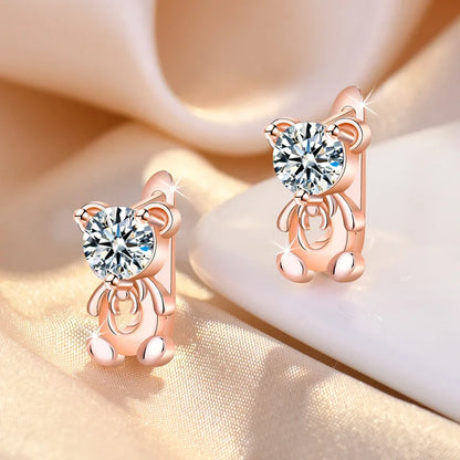 925 Sterling Silver Zircon Buckle Earrings