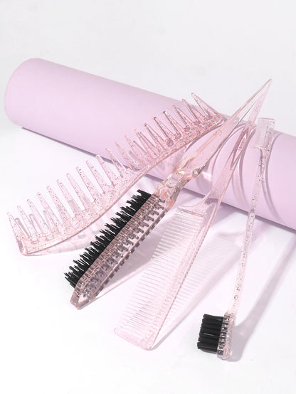 4pcs/1pcs crystal double-sided edge hair brush