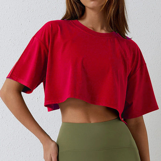 Cotton Short Sleeve Yoga Fitness T-shirt