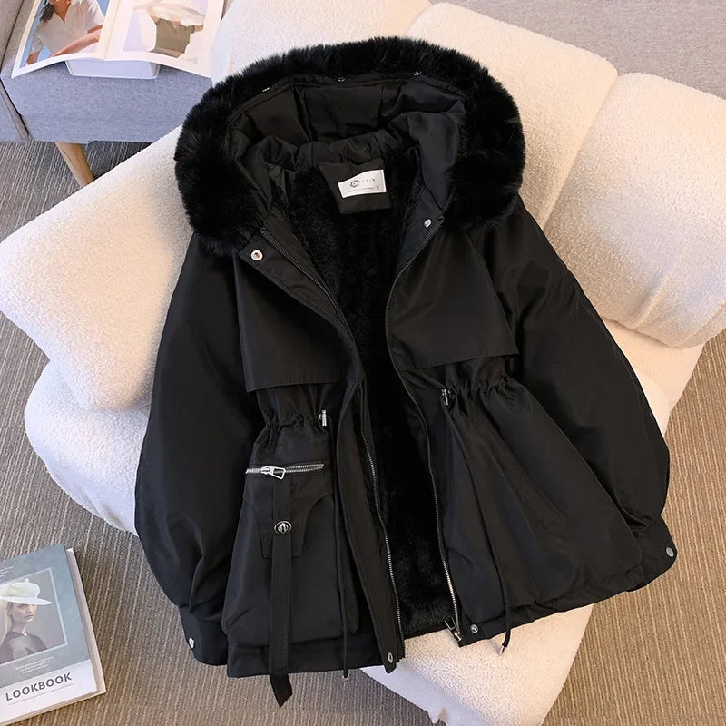 Fleece Lined Hood Down Puffer Jacket