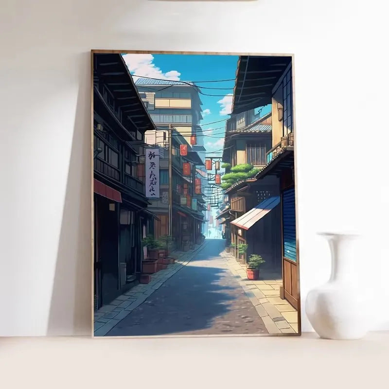 Japanese Tokyo Teahouse Cartoon Canvas Print