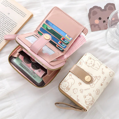 Cat Coin Short Wallet Leather Wallet