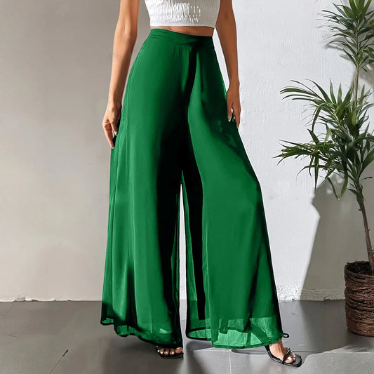 Loose Ice Silk Chiffon Wide Legged Straight Pants