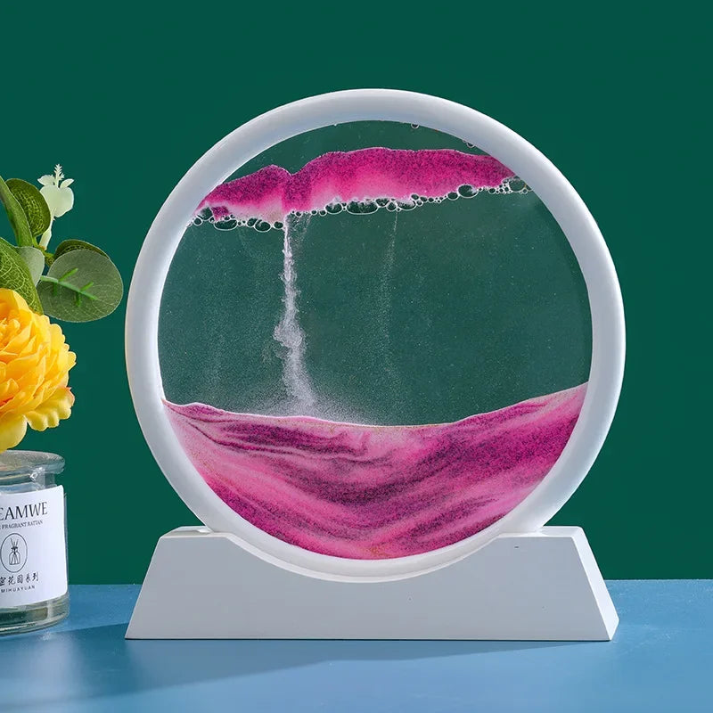 3D Moving Sand Round Glass Deep Sea Home Decoration