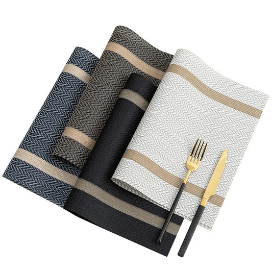 Striped PVC Table Mat Woven Waterproof