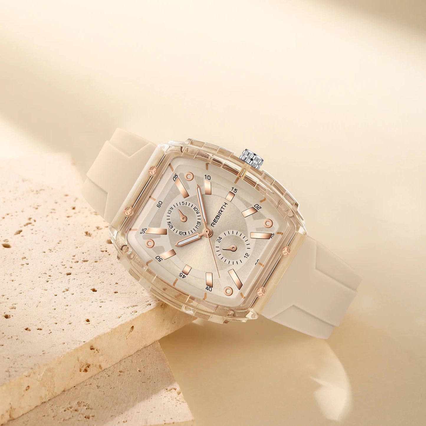 Affordable Macaron-Colored Barrel-Shaped with Silicone Strap Watch