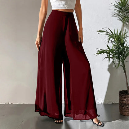 Loose Ice Silk Chiffon Wide Legged Straight Pants