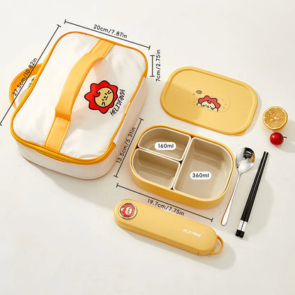 Outdoor Portable Sealed Divided Food Container 3 Grids Plastic Lunch Box