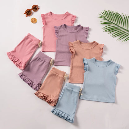 Preschool Girls Casual Short Sleeve Set