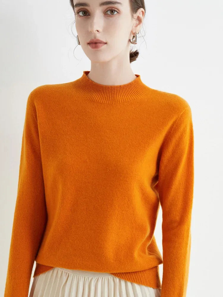 Solid Mock-neck Pullover Sweater