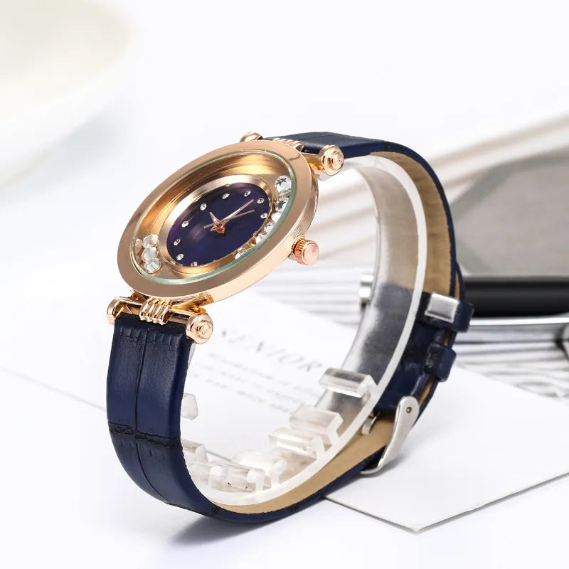 Ultra-thin rhinestone quartz watch