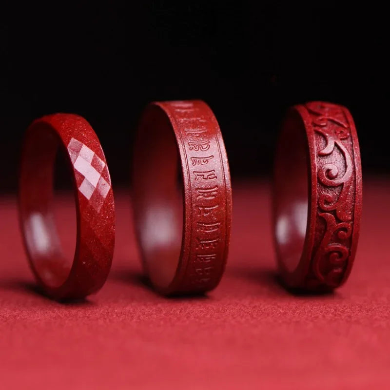 Lucky Cinnabar Red Gift Girlfriend Couple Love Luxury Rings