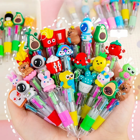 1-30Pcs Cute Cartoon Solid Color Four-Color Pen