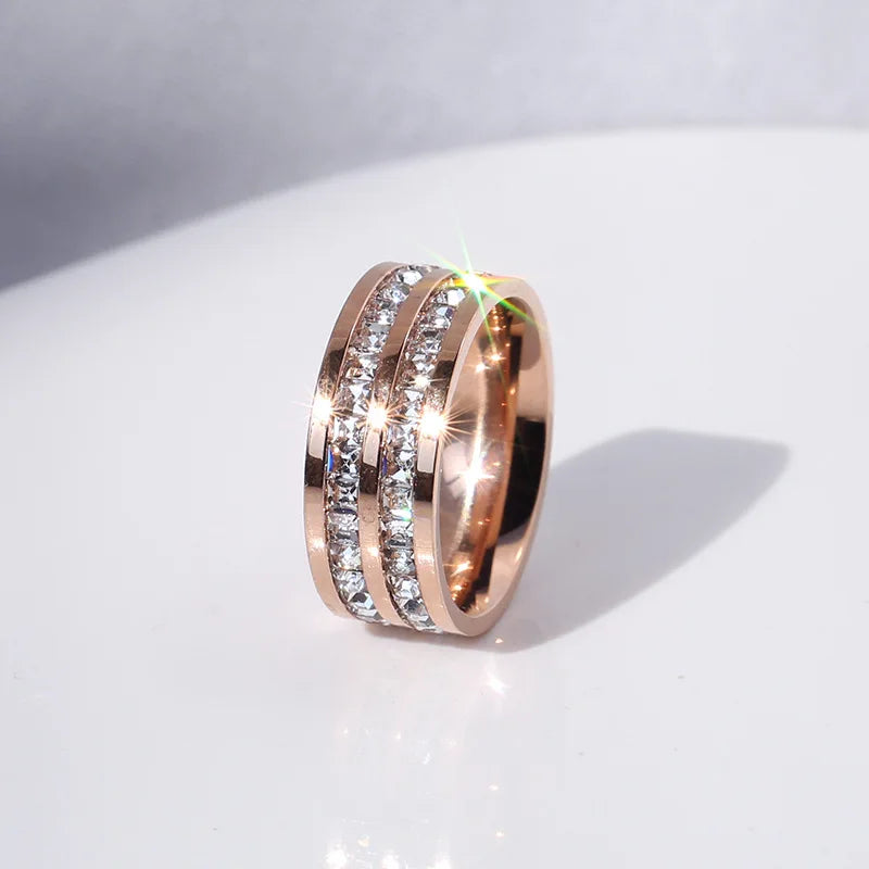 DANA White Stones Stainless Steel Zircon Ring
