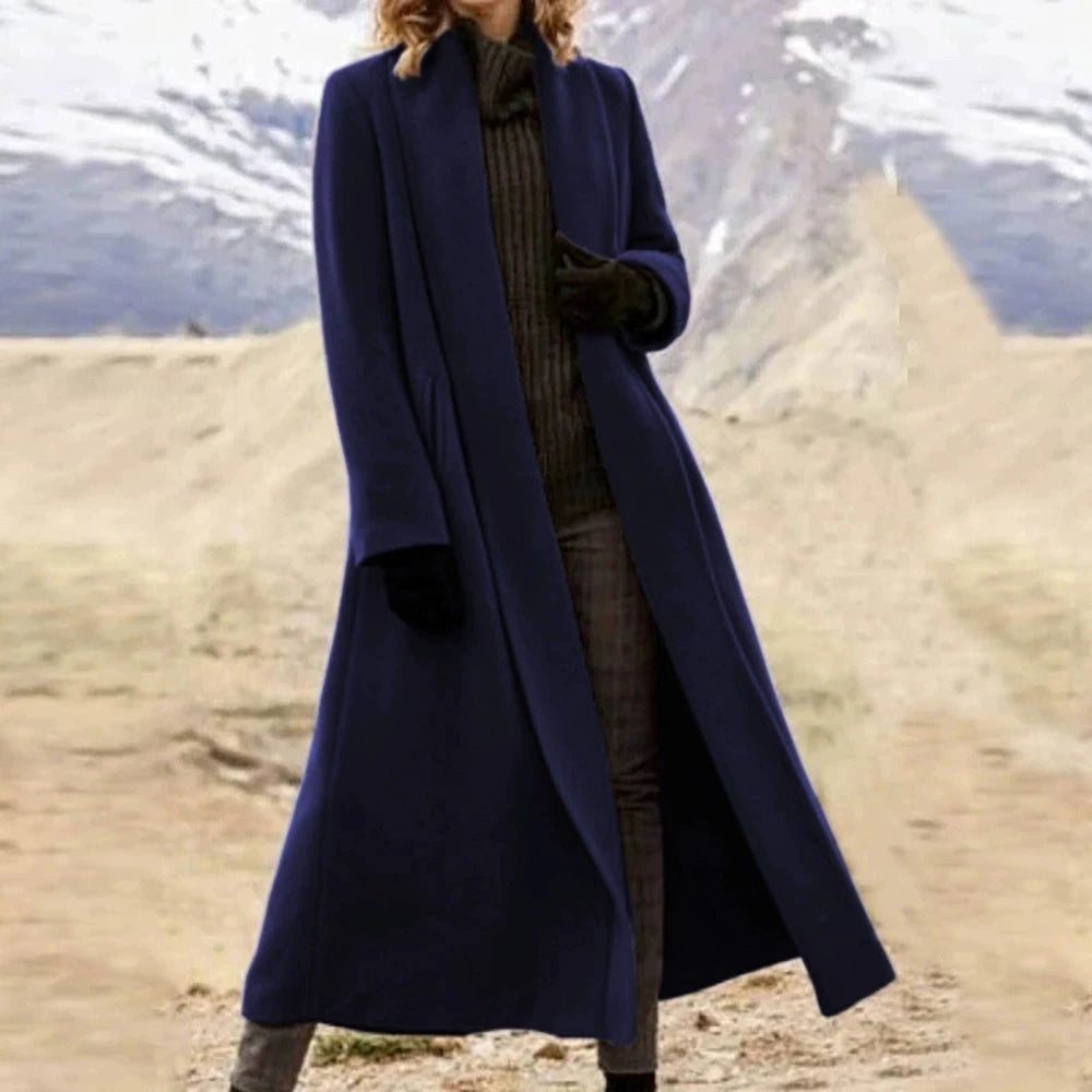 Plus Size Extra Long Woolen Loose Casual Wool Blend Coat