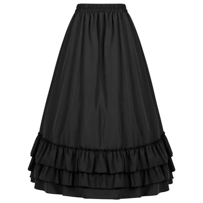 Brown Ruffled High Waisted Long Victorian Skirt