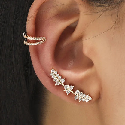 Bohemian Piercing Crystal Rhinestone Ear Cuff Wrap Earrings