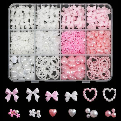 12/15Grids Acrylic Flower Nail Charms Mix Colors Set