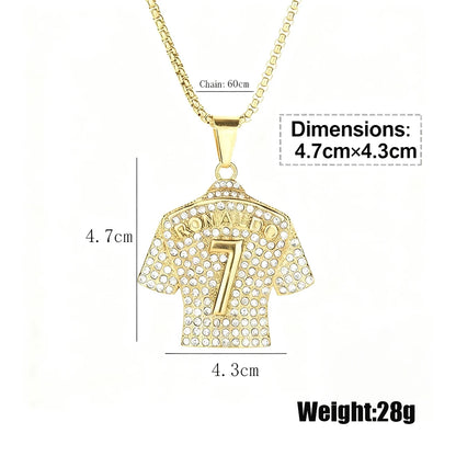 Hip Hop Style Number 7 Jersey Zircon Pendant Alloy Necklace