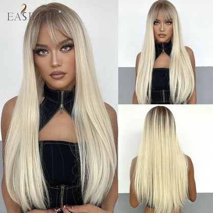 Long Straight Bangs Synthetic Hair Wig