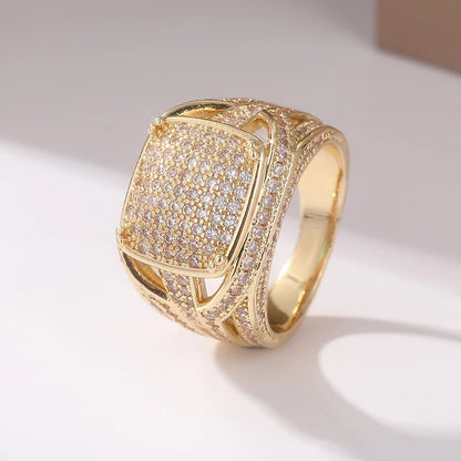 Exquisite Gold Color Inlaid White CZ Women Rings