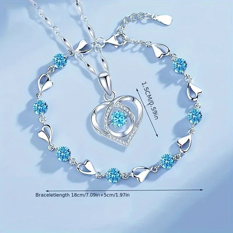 925 Sterling Silver Heart Bracelet Set