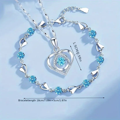925 Sterling Silver Heart Bracelet Set