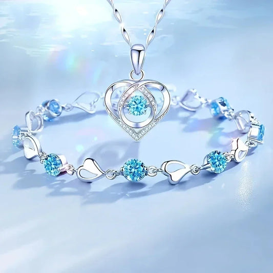 925 Sterling Silver Heart Bracelet Set