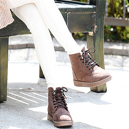 Plus Velvet Warm Cross Belt Round Toe Short Boots