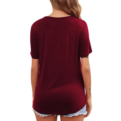 Maternity Short Sleeve Crew Neck Solid Color T Shirt For Breastfeeding