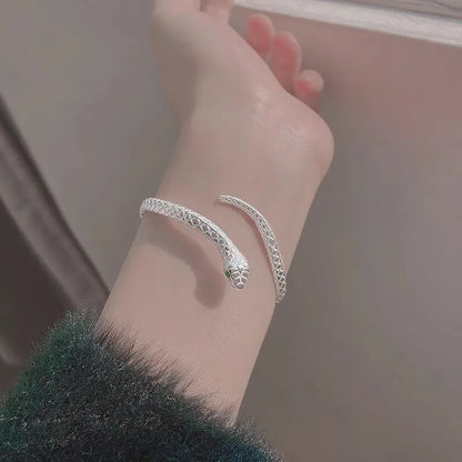 Silver Color Snake Shaped Bangle Bracelet