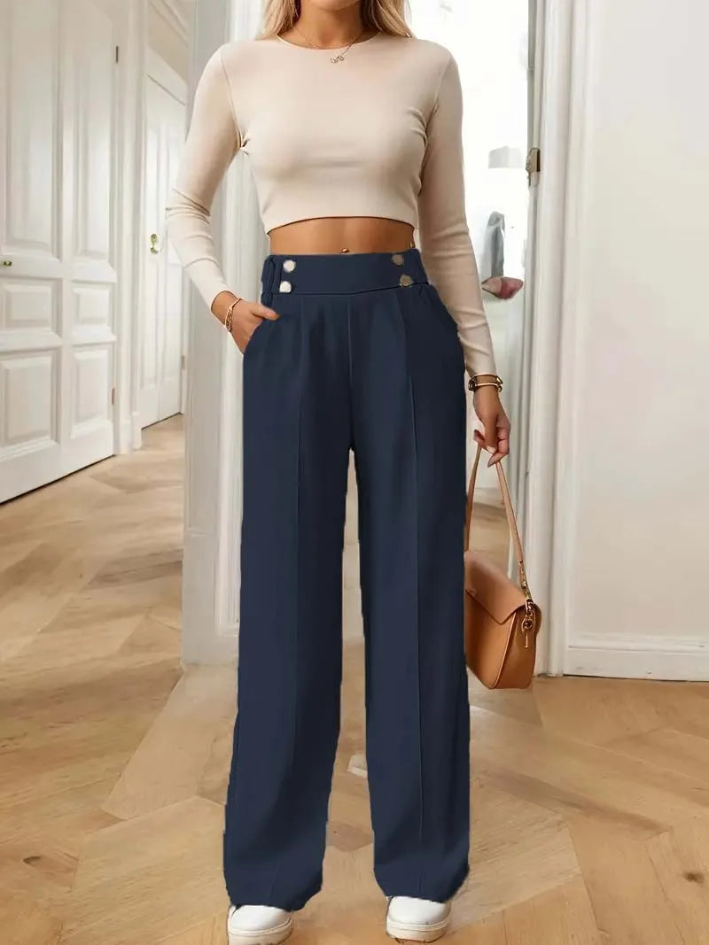High Waist Straight Wide Leg Pants