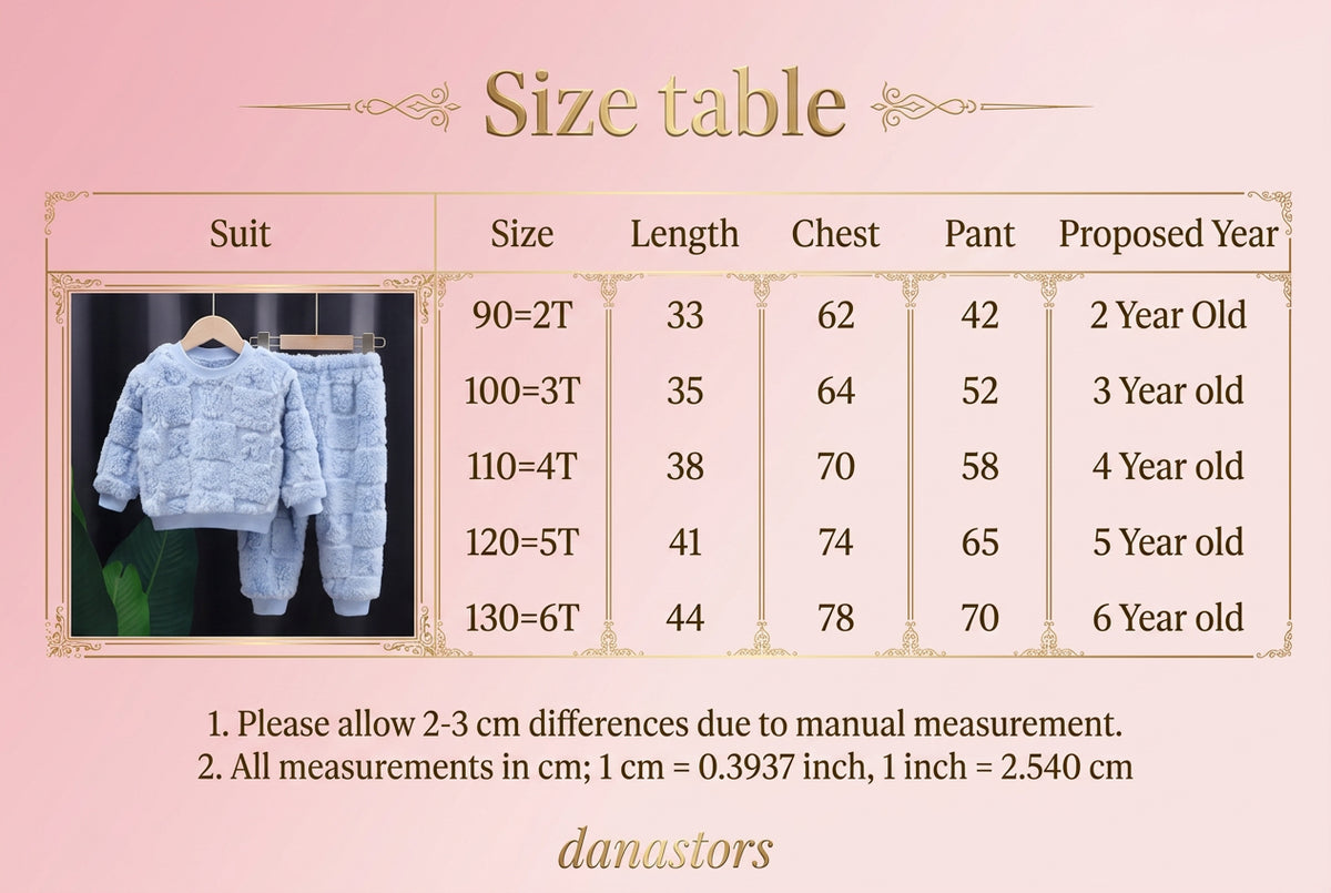 Cotton Autumn Winter Plus Fleece Warm Cartoon Top+Pants Set