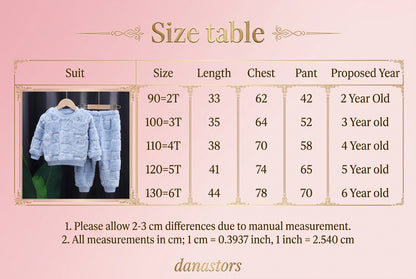 Cotton Autumn Winter Plus Fleece Warm Cartoon Top+Pants Set