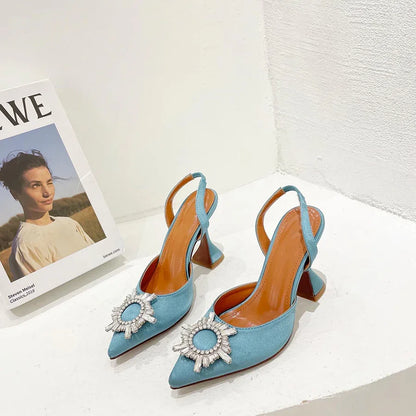 Silk High Heels Luxury Crystal Butterfly Shoes