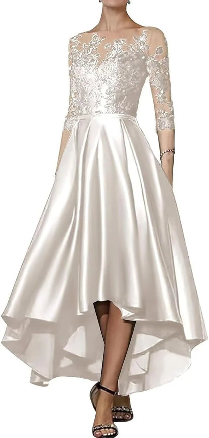 V-Neck Satin Asymmetrical Elegant Dress