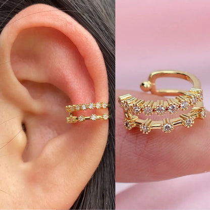 Geometry Crystal CZ  Leaf Clip Earring