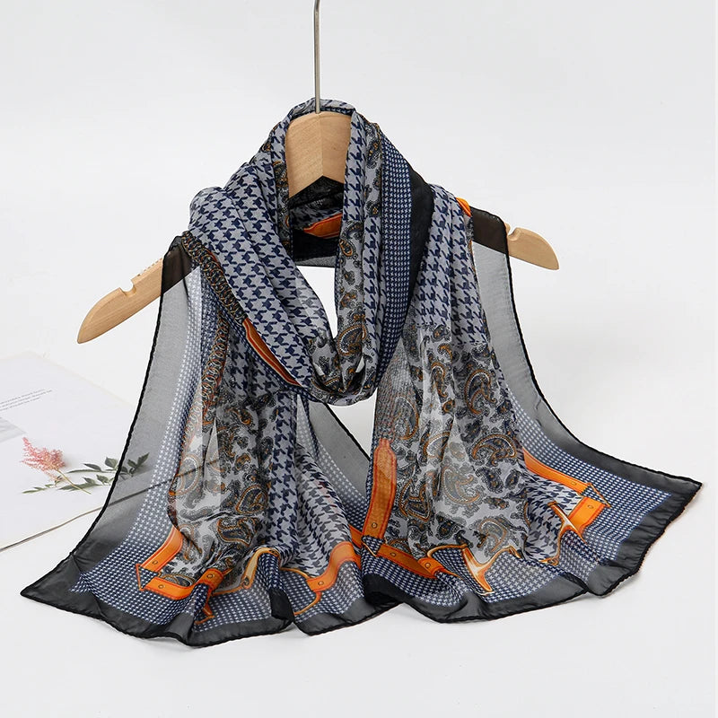 Chiffon Long Silk Scarf Turban