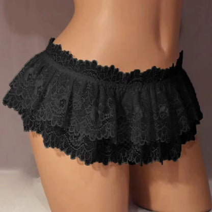 Sexy Cosplay Vintage Pleated Ultra Short Lingerie Briefs Mini Skirt