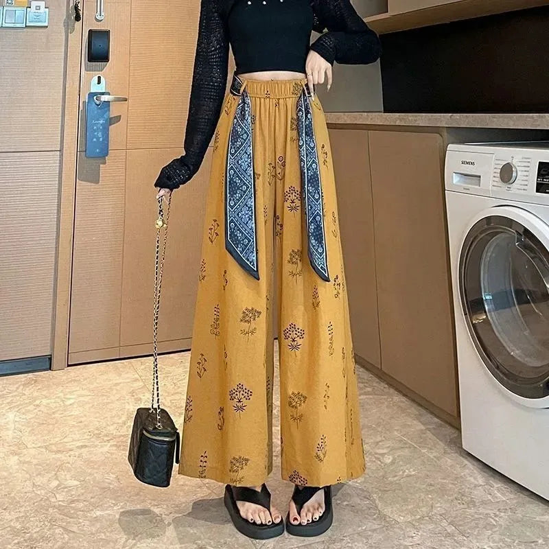 Retro Comfortable Pants Printed Thin Office Pants