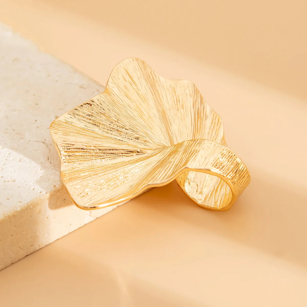 خاتم أوراق الجنكة - خاتم معدني كلاسيكي