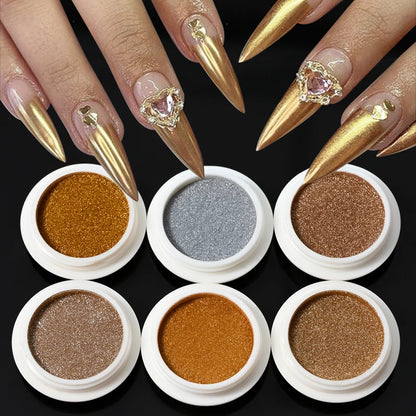6Colors/Set Metallic Mirror Chrome Nail Powder Holographic Chameleon Glitters