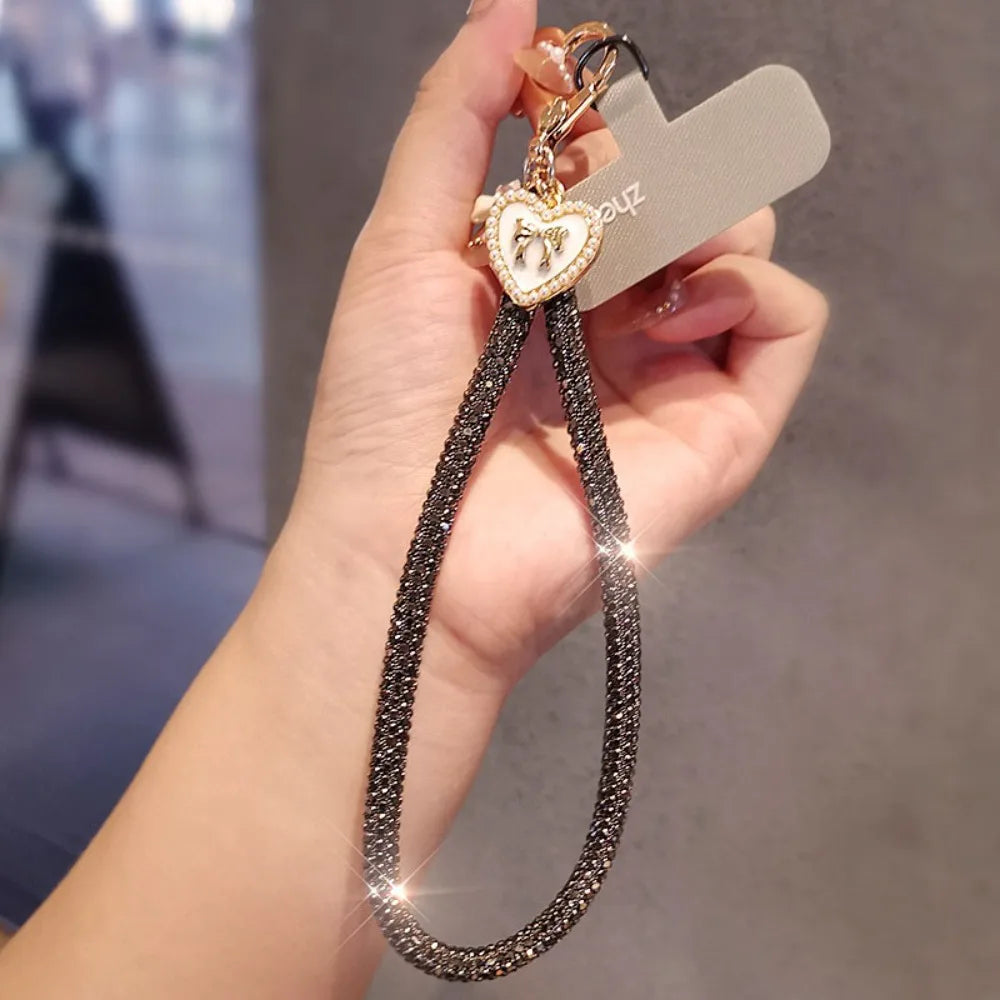 Hanging Cord Glitter Rhinestone Phone Lanyard Handheld Short Wrist Style Diamond