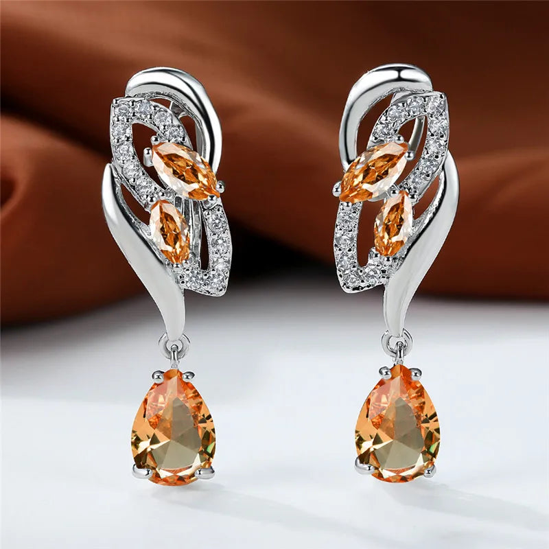 Blue Rainbow Stone Crystal Zircon Earrings