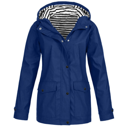 Rain Heat Retaining Outdoor Plus Size Waterproof Hooded Raincoat Coat
