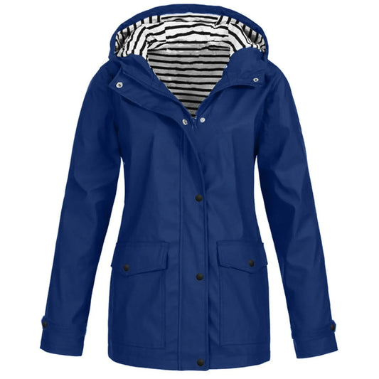 Rain Heat Retaining Outdoor Plus Size Waterproof Hooded Raincoat Coat