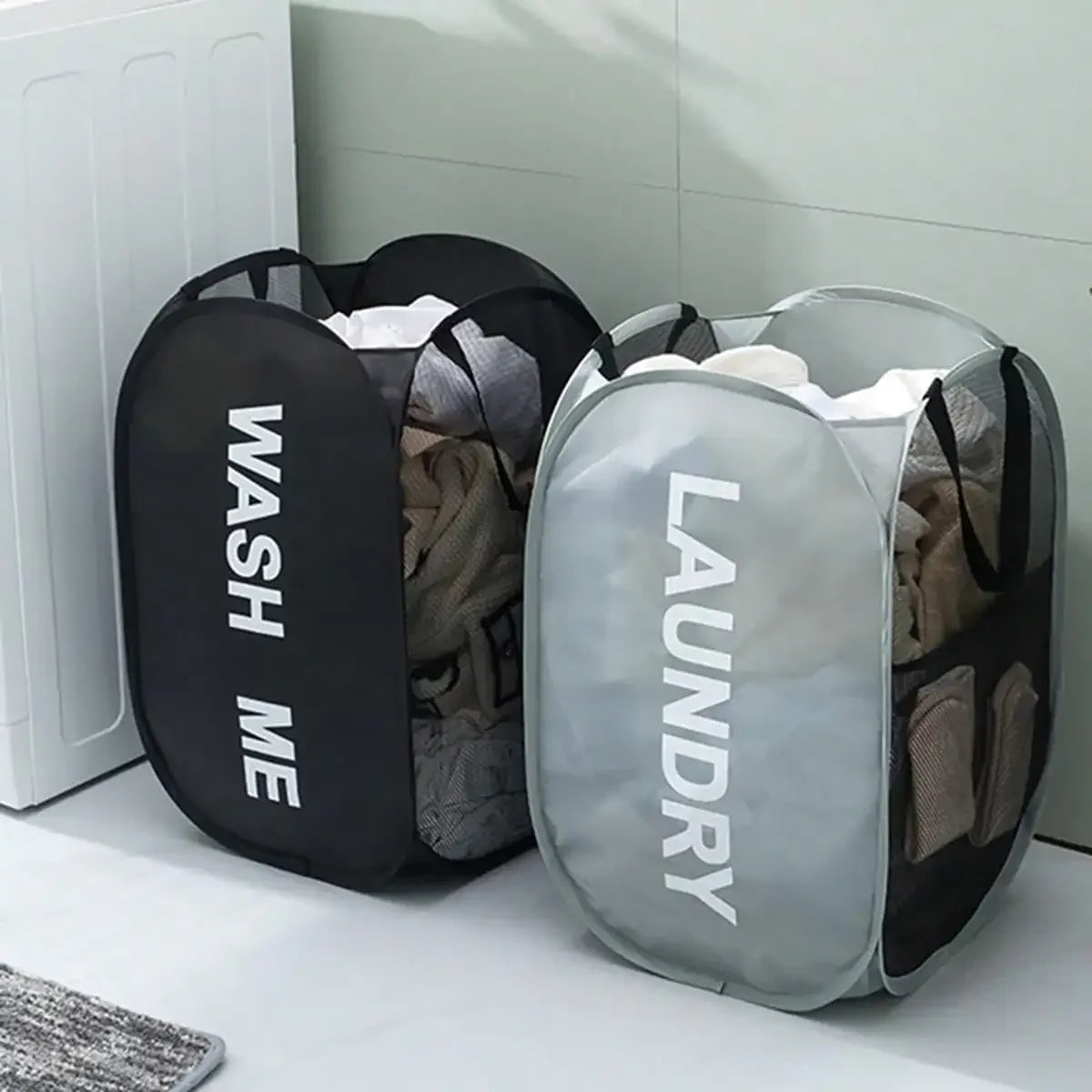 Portable Mesh Pop Up Laundry Hamper Wide