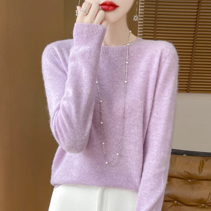 Wool Cashmere Pullover O-Neck Long Sleeve