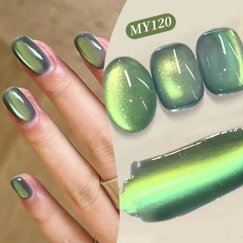 10ml Green Emerald Cat Magnetic Gel Eye Gel Polish Glass Bead Soak Off