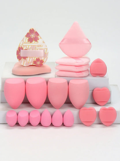 20 Pcs Pink Makeup Sponge and Makeup Puff Set